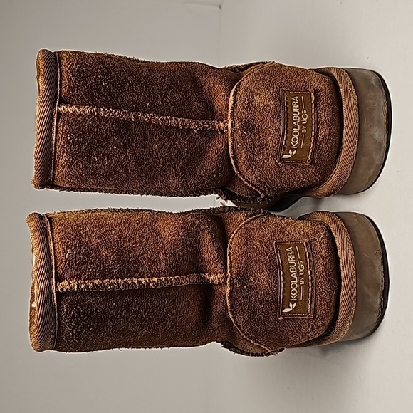 Koolaburra UGG Boots Mini Koola Short Suede Faux Fur Pull-On Chestnut Tan Cozy 1 - Picture 5 of 10